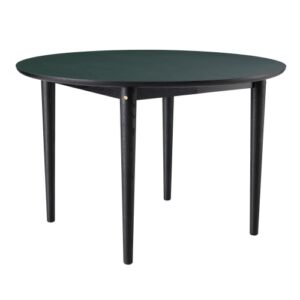 Unit10 spisebord med udtræk - C62E Bjørk - Sort eg/mørkegrøn linoleum